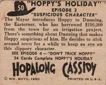1950 Topps Hopalong Cassidy #50 Suspicious Character Back