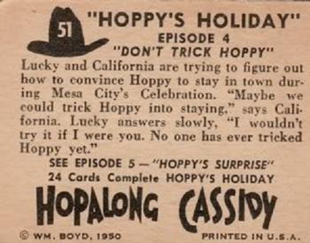 1950 Topps Hopalong Cassidy #51 Don't Trick Hoppy Back
