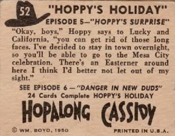 1950 Topps Hopalong Cassidy #52 Hoppy's Surprise Back