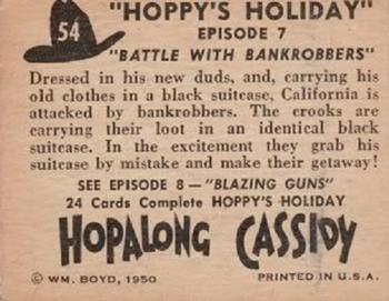 1950 Topps Hopalong Cassidy #54 Battle with Bankrobbers Back