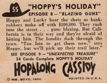 1950 Topps Hopalong Cassidy #55 Blazing Guns Back