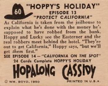 1950 Topps Hopalong Cassidy #60 Protect California Back
