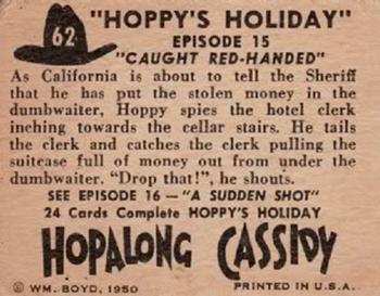 1950 Topps Hopalong Cassidy #62 Caught Red-Handed Back