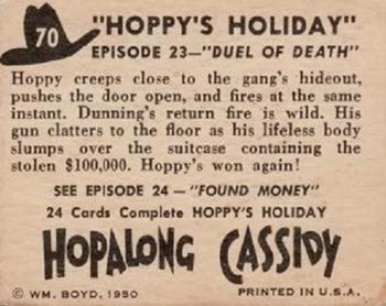 1950 Topps Hopalong Cassidy #70 Duel of Death Back