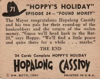 1950 Topps Hopalong Cassidy #71 Found Money Back