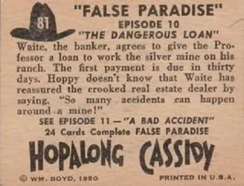 1950 Topps Hopalong Cassidy #81 The Dangerous Loan Back