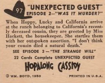 1950 Topps Hopalong Cassidy #97 Was It Murder? Back