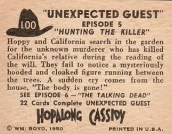 1950 Topps Hopalong Cassidy #100 Hunting the Killer Back