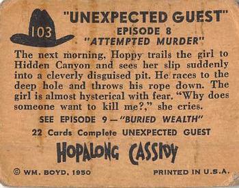 1950 Topps Hopalong Cassidy #103 Attempted Murder Back