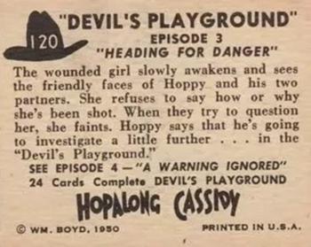 1950 Topps Hopalong Cassidy #120 Heading for Danger Back