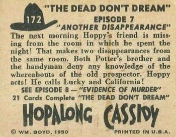 1950 Topps Hopalong Cassidy #172 Another Disappearance Back