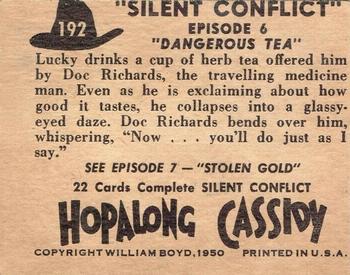 1950 Topps Hopalong Cassidy #192 Dangerous Tea Back