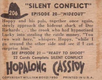 1950 Topps Hopalong Cassidy #206 Hideout Back