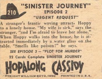 1950 Topps Hopalong Cassidy #210 Urgent Request Back