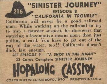 1950 Topps Hopalong Cassidy #216 California in Trouble Back