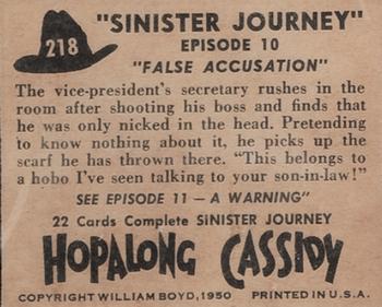 1950 Topps Hopalong Cassidy #218 False Accusation Back
