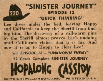 1950 Topps Hopalong Cassidy #220 Quick Thinking Back