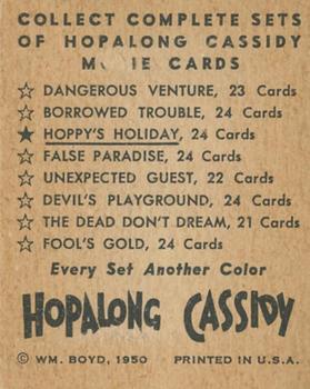 1950 Topps Hopalong Cassidy - Foil #NNO Hopalong Cassidy in Hoppy's Holiday Back