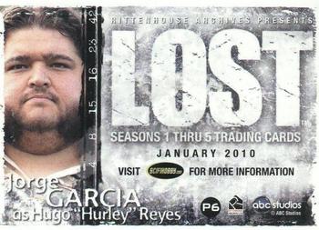 2010 Rittenhouse Lost Seasons 1 thru 5 - Promo #P6 Jorge Garcia Back