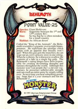 1991 Topps Monster in My Pocket (US Edition) - Hobby Version (No Card Numbers) #NNO Behemoth Back