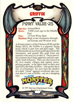 1991 Topps Monster in My Pocket (US Edition) - Hobby Version (No Card Numbers) #NNO Griffin Back