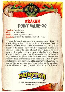 1991 Topps Monster in My Pocket (US Edition) - Hobby Version (No Card Numbers) #NNO Kraken Back