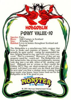 1991 Topps Monster in My Pocket (US Edition) - Hobby Version (No Card Numbers) #NNO Hobgoblin Back