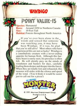 1991 Topps Monster in My Pocket (US Edition) - Hobby Version (No Card Numbers) #NNO Windigo Back
