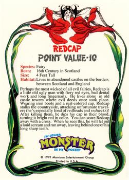 1991 Topps Monster in My Pocket (US Edition) - Hobby Version (No Card Numbers) #NNO Redcap Back
