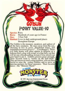 1991 Topps Monster in My Pocket (US Edition) - Hobby Version (No Card Numbers) #NNO Goblin Back
