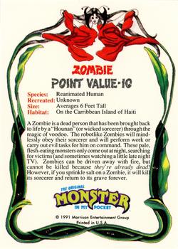 1991 Topps Monster in My Pocket (US Edition) - Hobby Version (No Card Numbers) #NNO Zombie Back