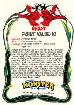 1991 Topps Monster in My Pocket (US Edition) - Hobby Version (No Card Numbers) #NNO Ghost Back