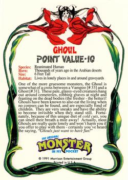 1991 Topps Monster in My Pocket (US Edition) - Hobby Version (No Card Numbers) #NNO Ghoul Back