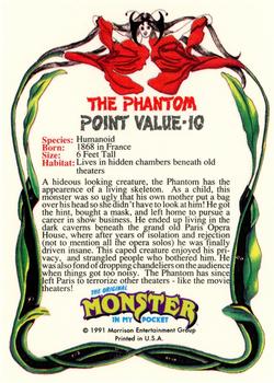 1991 Topps Monster in My Pocket (US Edition) - Hobby Version (No Card Numbers) #NNO The Phantom Back