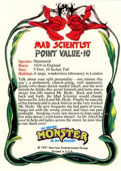 1991 Topps Monster in My Pocket (US Edition) - Hobby Version (No Card Numbers) #NNO Mad Scientist Back