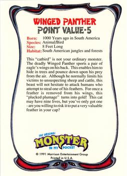 1991 Topps Monster in My Pocket (US Edition) - Hobby Version (No Card Numbers) #NNO Winged Panther Back