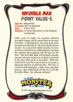 1991 Topps Monster in My Pocket (US Edition) - Hobby Version (No Card Numbers) #NNO Invisible Man Back
