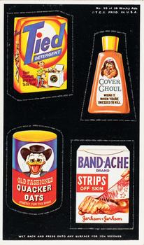 1969 Topps Wacky Ads #16 Tied Detergent / Cover Ghoul / Quacker Oats / Band-Ache Front