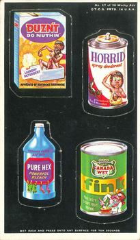 1969 Topps Wacky Ads #17 Duzn't Do Nuthin' / Horrid / Pure Hex / Canada Wet Fink Front
