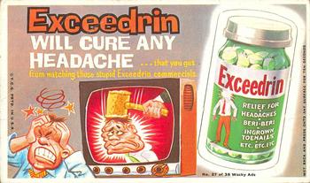 1969 Topps Wacky Ads #27 Exceedrin Front