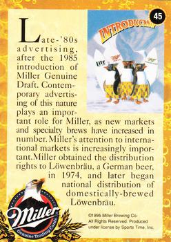 1995 Miller Brewing #45 Late-'80s advertising, after the 1985... Back