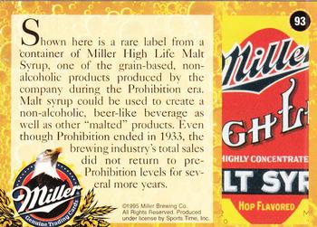 1995 Miller Brewing #93 Shown here is a rare label from a ... Back