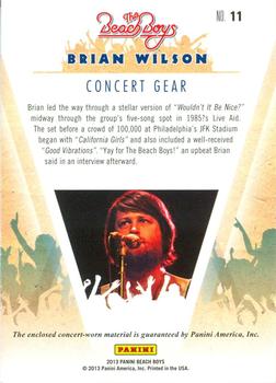 2013 Panini The Beach Boys - Concert Gear #11 Brian Wilson Back
