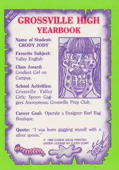 1986 Fleer Grossville High #4 Grody Jody Back
