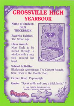 1986 Fleer Grossville High #5 Dick Thickbrick Back