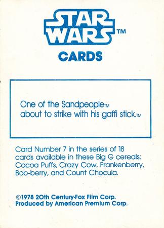 1978 General Mills Star Wars #7 Tusken Raider Back