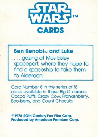 1978 General Mills Star Wars #8 Obi-Wan Kenobi / Luke Skywalker Back