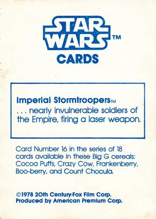 1978 General Mills Star Wars #16 Imperial Stormtroopers Back