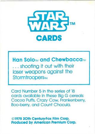 1978 General Mills Star Wars #5 Han Solo / Chewbacca Back