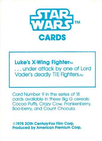 1978 General Mills Star Wars #9 Luke's X-Wing Back